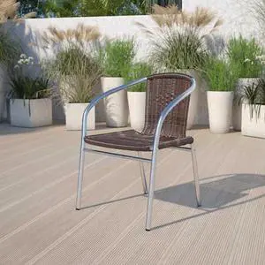 FLASH FURNITURE 4-TLH-020-GG Aluminum,Dark Brown Rattan Indoor-Outdoor