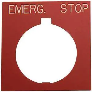 EATON HT8SP13 Legend Plate,Square,Emerg.Stop,Black/Red