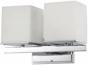 NUVO 60-4082 Bento 2 Light Vanity Fixture Satin White Glass Polished Chro