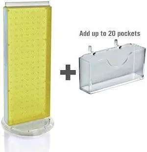 AZAR DISPLAYS 700505-YEL 20 Pocket Revolving Pegboard Gift Card Kit for