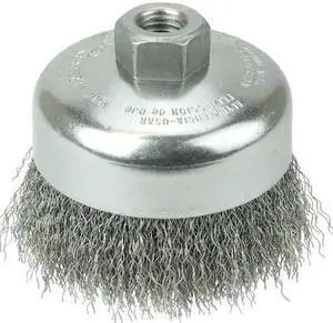 WEILER 14016 4" Crimped Wire Cup Brush .0118" Steel Fill 5/8"-11 UNC Nut