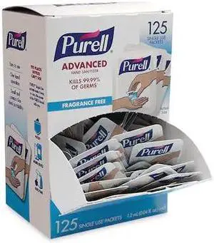 PURELL 9630-12-125NS-CT Hand Sanitizer Single Use, 1.2 mL, Packet, Clear, PK1500