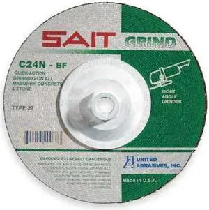 UNITED ABRASIVES-SAIT 20161 Depressed Center Wheels, Type 27, 4 1/2 in Dia,