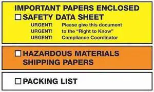 Tape Logic PL497 6 .5 x 10 in. 2 Mil Poly Yellow & Orange Important Papers Enclosed SDS Envelopes