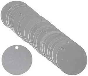 BRADY 49904 Blk Tag,1-1/2 x 1-1/2 In,Nat,Al,Rnd,PK25