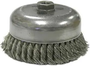 WEILER 12556 6" Double Row Knot Wire Cup Brush .023" Steel Fill 5/8"-11 UNC Nut