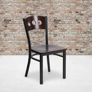 FLASH FURNITURE 2-XU-DG-6Y2B-WAL-MTL-GG Bk/Wal 3 Circ Chair-Wood Seat,PK2