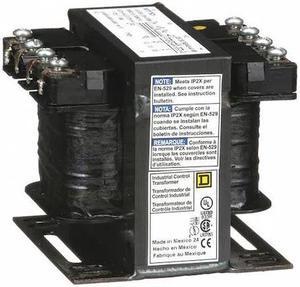 SQUARE D 9070T75D1 Control Transformer, 75 VA, Not Rated, 55°C, 120V AC,
