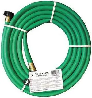 ZORO SELECT SN58R015 5/8 in ID x 15 ft L Water Hose, PVC Tube, Varies, Brass x