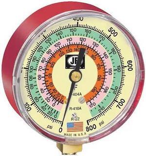JB INDUSTRIES M2-825 Gauge,3-1/8 In Dia,High Side,Red,800 psi