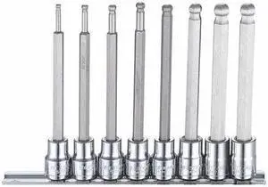 WESTWARD 54TM66 3/8" Drive Socket Bit Set, Metric, 8pcs