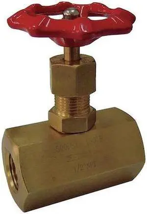 ZORO SELECT 5TUL1 Needle Valve,1/2 In NPT,500 psi,Brass