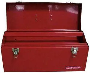 WESTWARD 36Y008 WESTWARD Tool Box, Steel, Red, 20 in W x 8 in D x 9 in H