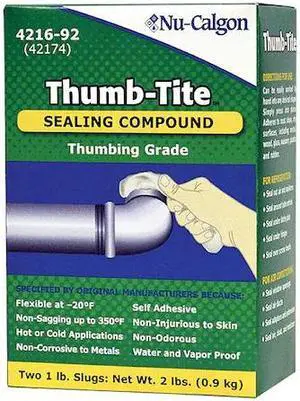 NU-CALGON 4216-92 Caulking Compound, 2 lb, Slug, Whites, Thumb-Tite