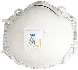 3M 8576 Disposable Respirator, Nuisance Acid Gas, P95, Molded, Dual,