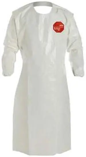 DUPONT SL278BWH00001200 0 Sleeved Apron. Elastic Wrists. 52" Long. Bound yoke