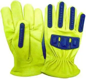 CONDOR 48WT94 Leather Drivers Gloves, Shirred Slip-On Cuff, Wing Thumb,