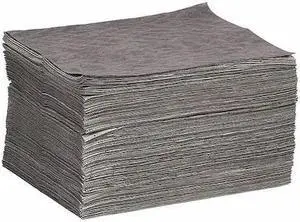 SPILLTECH GPB100M Sorbent Pad, 24 gal, 15 in x 19 in, Universal, Gray,