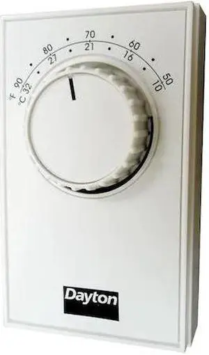 DAYTON 6GVX8C Line Volt Mechanical Tstat, Cool, 50-90 Degrees F, 120 to 277VAC,