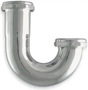 ZORO SELECT 1PNL9 1-1/2 Dia, Brass, Chrome/Brass, Kitchen, J-Bend