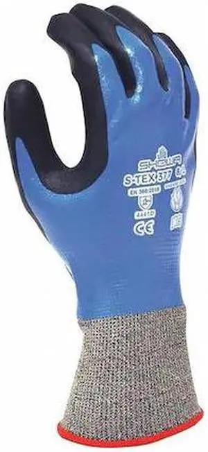 Showa Cut Resistant Gloves Black, Blue 13 Gauge  S-TEX377XL-09