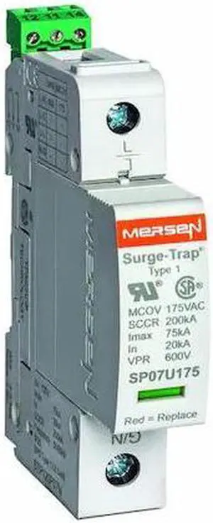 MERSEN STP120P07 Surge Protection Device, 1 Phase, 120V AC, 1 Poles, 2 Wires
