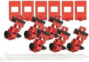 BRADY 148698 Single Pole Breaker Lockout,Red,2-5/8" H