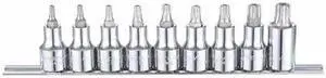 WESTWARD 54TN57 1/2" Drive Socket Bit Set, SAE, 9pcs