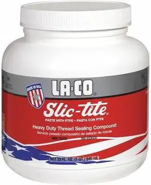 LA-CO 42013 Pipe Thread Sealant, Slic-Tite, White, Paste, 32 oz Brush-Top Can