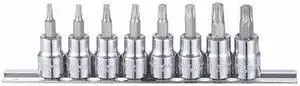 WESTWARD 54TN32 3/8" Drive Socket Bit Set, SAE, 8pcs