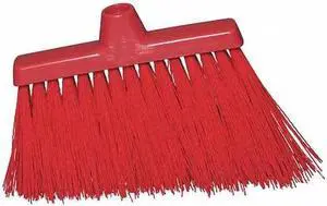 TOUGH GUY 48LZ63 9 1/8 in Sweep Face Broom Head, Stiff, Synthetic, Red
