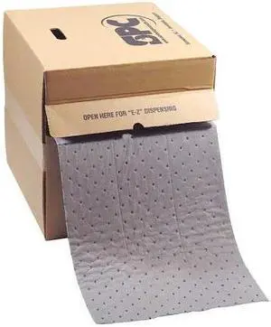 BRADY HT550 Sorbent Roll, 8 gal, 15 in x 50 ft, Universal, Gray, Polypropylene
