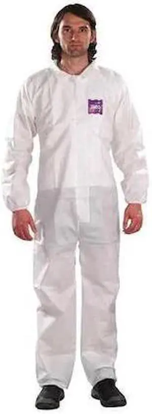 MICROCHEM WH15-S-92-100-05 Collared Coverall,Serged,XL,PK25