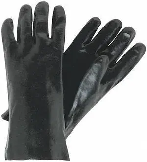 MCR SAFETY 6300 6300 Chemical Resistant Gloves, PVC, 14 in L, Not Rated, Black,