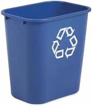 RUBBERMAID FG295673BLUE 7 gal Rectangular Plastic Desk Recycling Container ,