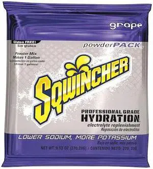SQWINCHER 159016006 Sports Drink Mix Powder 9.5 oz., Grape, PK20