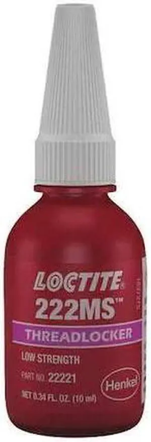 LOCTITE 135333 Threadlocker, LOCTITE 222MS, Purple, Low Strength, Liquid, 10 mL
