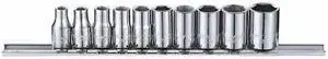 WESTWARD 53PN25 1/4" Drive Socket Set, SAE, 10pcs