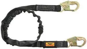 CONDOR 45J289 Shock Absorbing Lanyard, 6 ft., 425 lb. Weight Capacity, Black