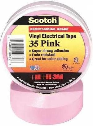 SCOTCH 35-Pink-3/4x66FT Electrical Tape, 7.00 mil Thickness, Pink