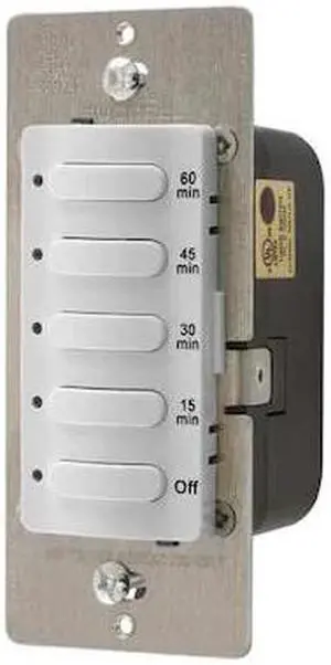 HUBBELL WIRING DEVICE-KELLEMS DT5060W Timer, Electronic, 120/277V, White