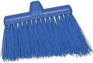TOUGH GUY 48LZ56 9 1/8 in Sweep Face Broom Head, Stiff, Synthetic, Blue