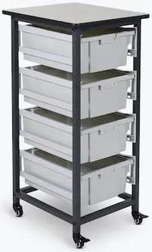 LUXOR MBS-SR-4L-CL Mobile Bin Storage Unit - Single Row with Large Clear Bins