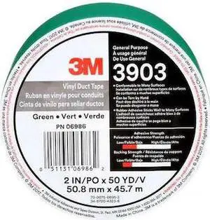 3M 3903 Duct Tape,2 x 50 yd,6.5 mil,Green,Vinyl