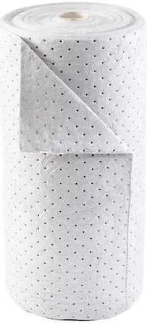 BRADY BRO150 Sorbent Roll, 38 gal, 30 in x 150 ft, Oil, White, Polypropylene