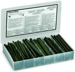 SHRINK-KON HSKIT Heat Shrink Tube Kit, Thin Wall, 2:1 I.D. Shrink Ratio, Black, SHRINK-KON HSKIT Heat Shrink Tube Kit, Thin Wall, 2:1 I.D. Shrink Ratio, Black,