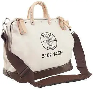 KLEIN TOOLS 5102-14SP Tool Bag, Brown, Canvas, 10 Pockets