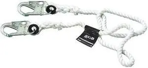 HONEYWELL MILLER 201RLS-2-Z7/20FTWH Positioning Lanyard, 20 ft. Length, Snap