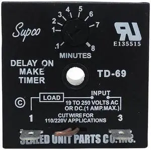 SUPCO TD69 Encapsulated Timer Relay,50/60 Hz