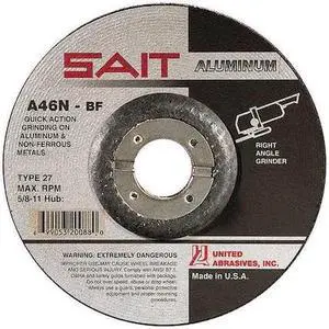 UNITED ABRASIVES-SAIT 20062 Depressed Center Wheels, Type 27, 4 1/2 in Dia,
